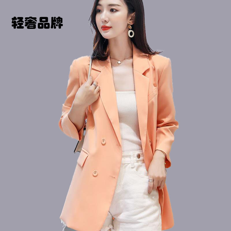 朗姿约定小西装外套女2026年新款气质百搭英伦风春秋桔色西服上衣