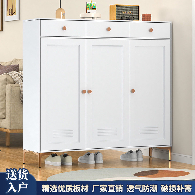 铁艺家用抽屉鞋柜门口入户多层玄关鞋架阳台大容量钢制储物柜收纳