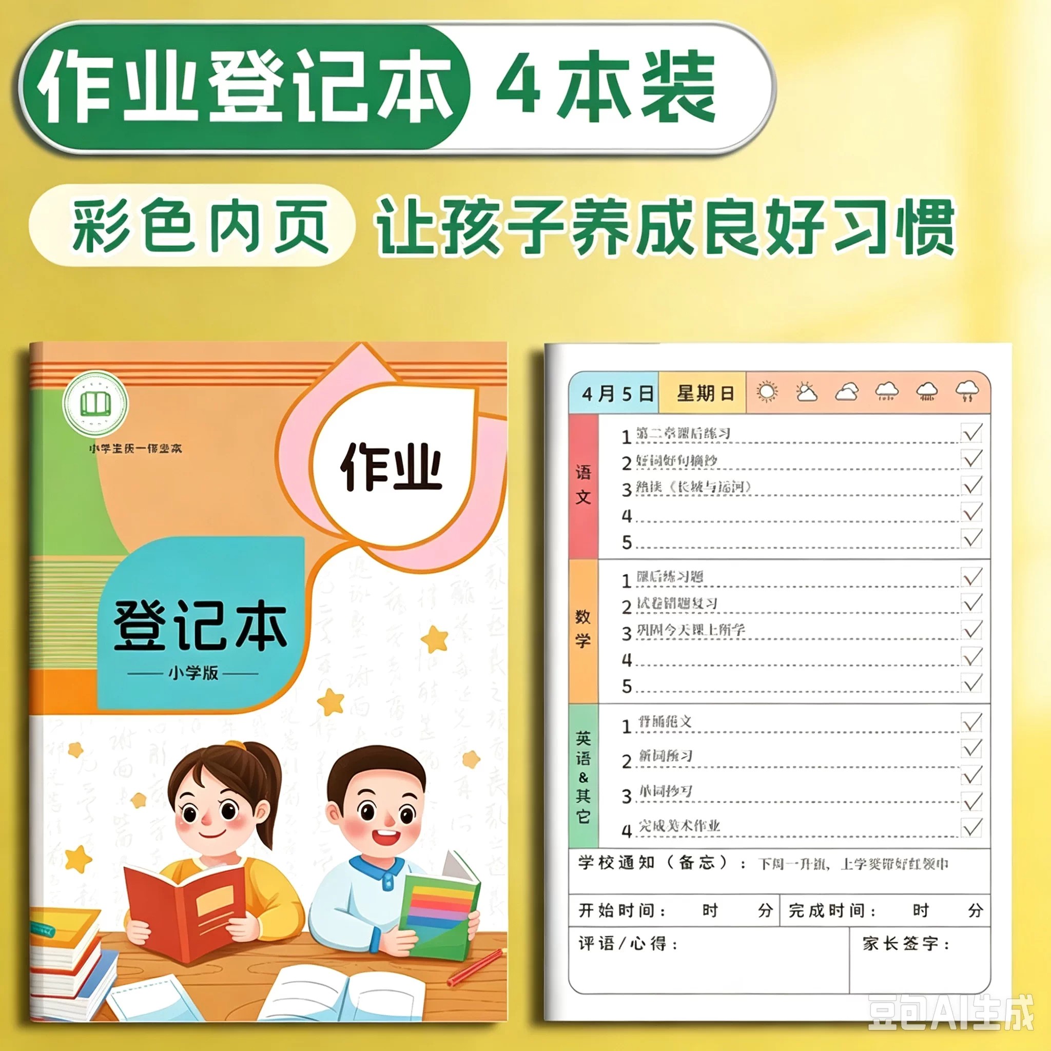 小学生专用作业登记本