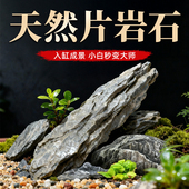 原生缸片岩造景石主石天然溪流缸鱼缸造景底部砂石乌龟景观石专用