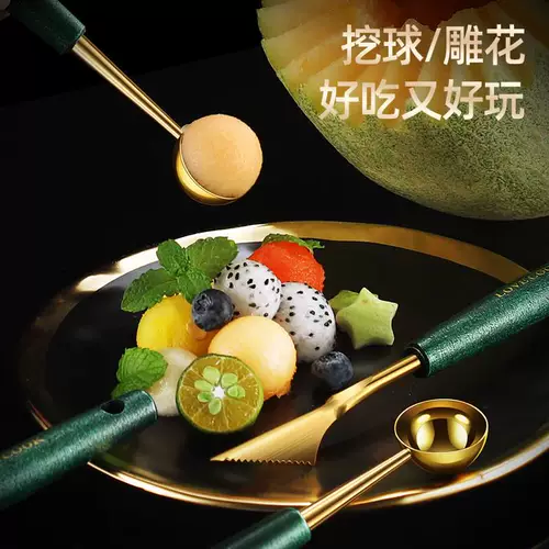 304 Фруктовые шарики из нержавеющей стали и деревянная ручка среза.