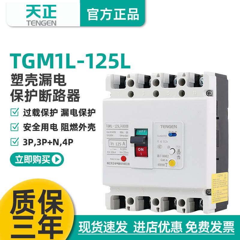 天正TGM1L-125L/4300B三相四线380塑壳漏电保护断路器63/125/100A