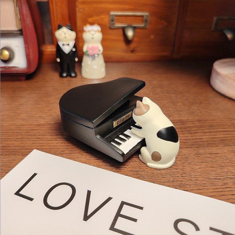 日式创意弹钢琴的郎朗猫系列创意可爱桌面车载摆件手工手绘有趣礼,节庆用品/礼品,创意/设计玩具,淘宝优惠券,粉丝福利购,淘宝优惠卷