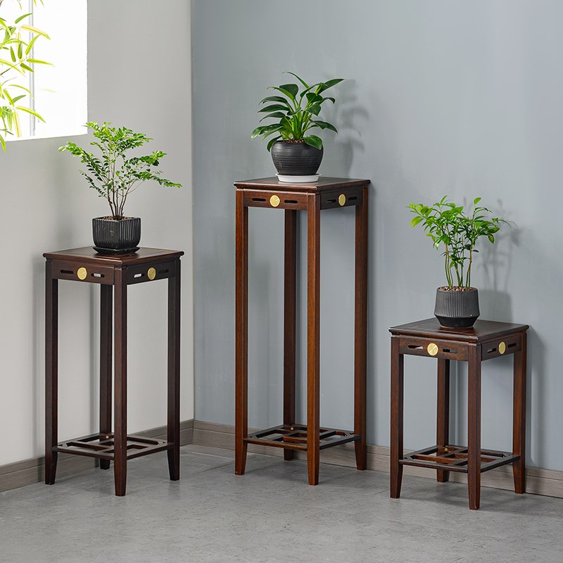 中式实木花架子花梨木阳台客厅落地式置物架花几花台简约花盆托架