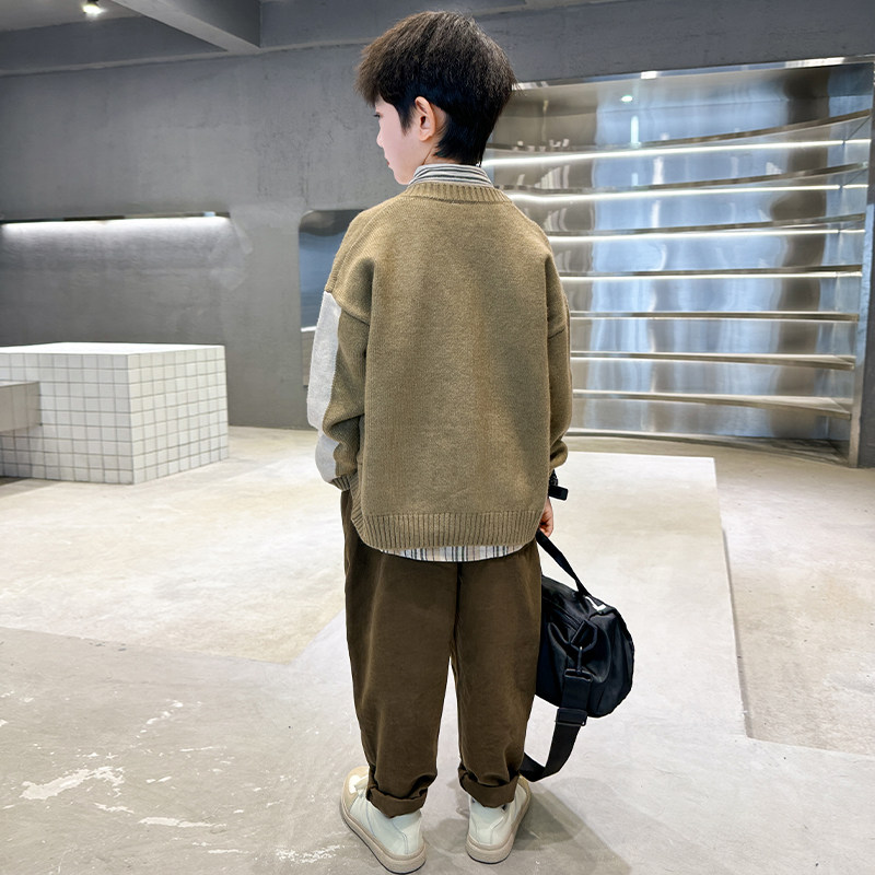 男童洋气套装休闲春秋装新款2023儿童三件套男孩童装春季中大童潮