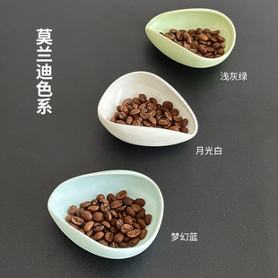 陶瓷咖啡豆计量盘称重碟咖啡粉碟生豆称量盘子冷却盘样品豆展示盘