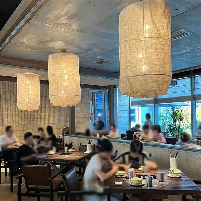 日式酒店复古吊灯侘寂风饭店餐厅火锅店民宿客厅吊灯创意布艺灯具,家装灯饰光源,酒店/宴会厅/餐饮吊灯,淘宝优惠券,粉丝福利购,淘宝优惠卷