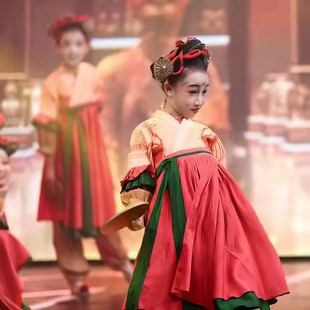 儿童演出服女童古装汉服中国风开场舞蹈服云川之舞执镜俑表演服装