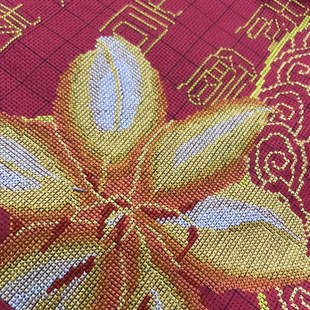 纯手工十字绣成品百福图百寿图红底黄字大幅客厅喜庆中国风包邮