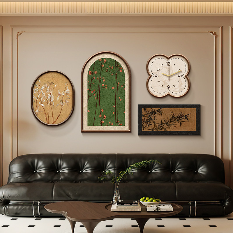 中古风客厅装饰画带钟表法式复古沙发背景墙挂画小众艺术餐厅壁画,家居饰品,现代装饰画,淘宝优惠券,粉丝福利购,淘宝优惠卷