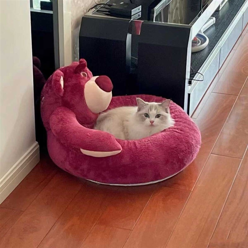 草莓熊窝皮克斯大眼仔苏利文系列宠物窝猫窝冬季保暖封闭式床