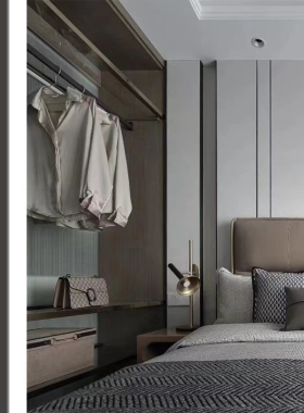 样板房陈设女生衬衫缎面丝绸简约时尚开衫衬衫展厅衣帽间柜子上衣