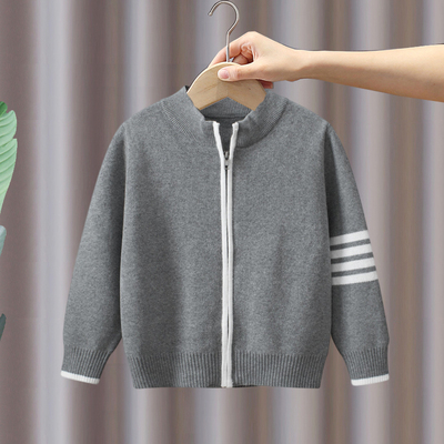 男童毛衣2024春季新款儿童宝宝男孩纯棉开衫针织衫拉链衫上衣外套
