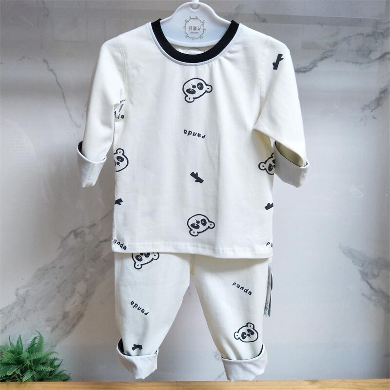 花草记新款春秋宝内衣莱卡棉男女秋衣裤1-5云感纯棉无骨家居睡衣