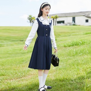 女大童春秋款连衣裙儿童洋气春装初中学生背带裙子女童学院风套装