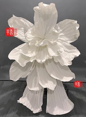 大型手工褶皱纸艺美塑花婚庆婚礼背景橱窗装饰成品花定制巨型纸花