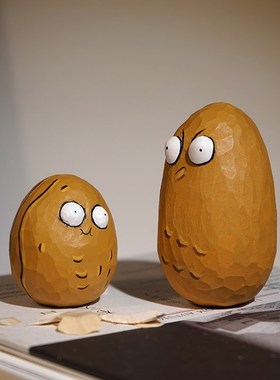 坚果墙手工木雕小摆件植物大战僵尸可爱卡通桌面手办高坚果