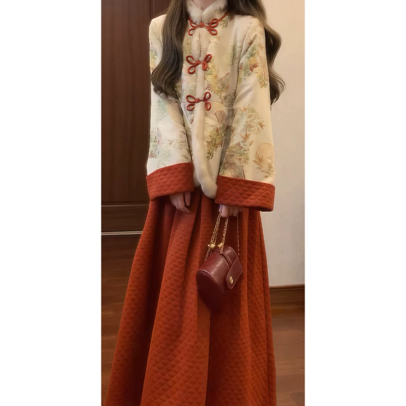 【万福贺岁款】潇夫人自制复古加绒旗袍加厚外套鱼尾半身裙套装,女装/女士精品,旗袍,淘宝优惠券,粉丝福利购,淘宝优惠卷