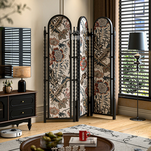 【新品】中古风折叠玻璃屏风隔断客厅新型入户玄关艺术卧室遮挡帘