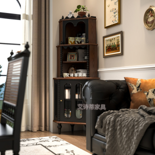 【新品】中古风实木卧室转角柜三角置物柜餐厅客厅靠墙拐角收纳柜