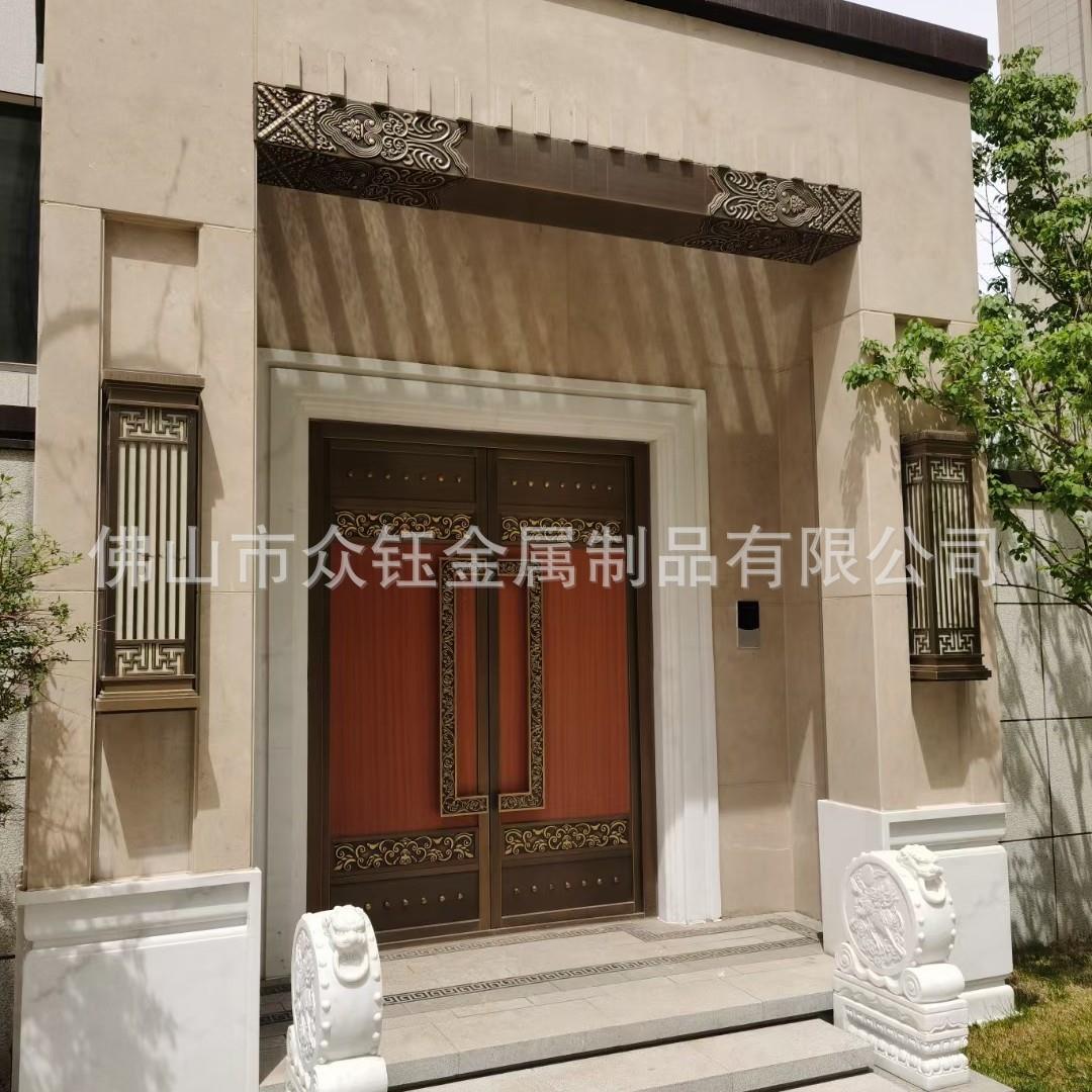 小区单元门仿铜不锈钢入户门别墅庭院大门不锈钢仿木纹雕花古典门