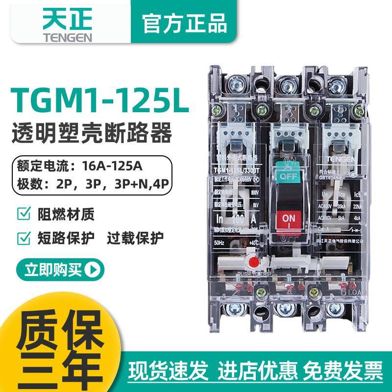 TGM1-125L/3300T100A塑壳断路器工地开关透明外壳