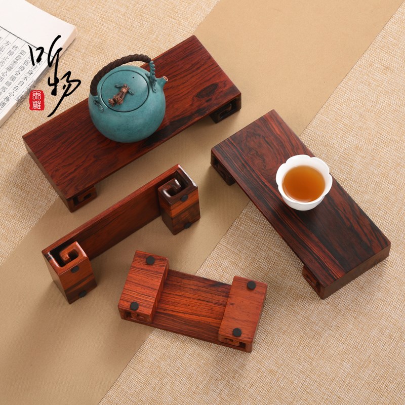 速发实木非洲酸枝紫光檀云纹书卷底座茶壶微盆景香炉如意铭杯摆件