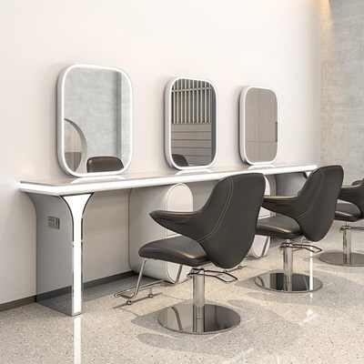 速发理带用镜台发廊专店简约美发店镜子烫染区剪发镜子发柜子一体