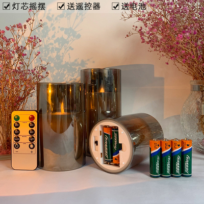 速发烟色玻璃一体式电子灯火焰摇摆浪漫家居婚礼节日氛围灯布置