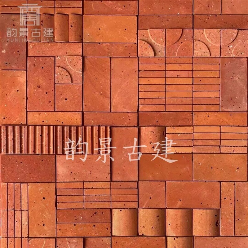 速发红砖背景墙装饰砖片黏土网红砖设计师款红砖肌理加工形象墙图片