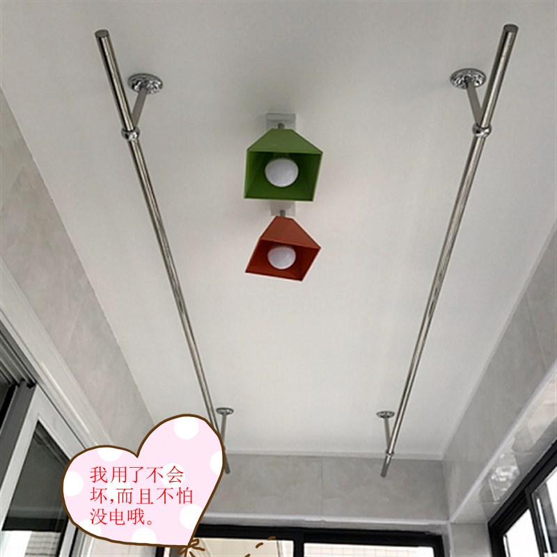 速发装固定式晾衣架晾杆衣04不锈钢挂衣杆晒衣管墙吊顶台加厚款