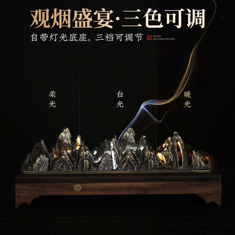 速发灯光千里江山卧香盒香炉沉香线香盒家用熏香炉香座香薰礼盒可