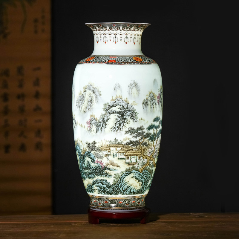 速发新中式陶瓷德玄插干花装饰品家居客厅瓶关电视酒柜景花镇瓷器