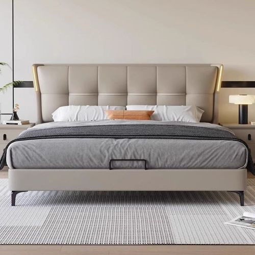 速发H1F2X意式轻婚床主卧双人床1米8物床简约储奢软包皮床头