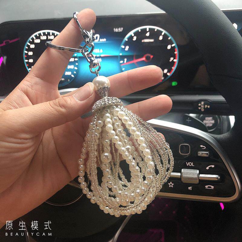 速发创意汽车扣款圈致用饰挂饰高级感珍珠车挂精可爱