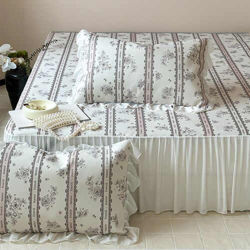速发法式复古碎花件席1.5m调.8米三凉套纱床裙款空1软席