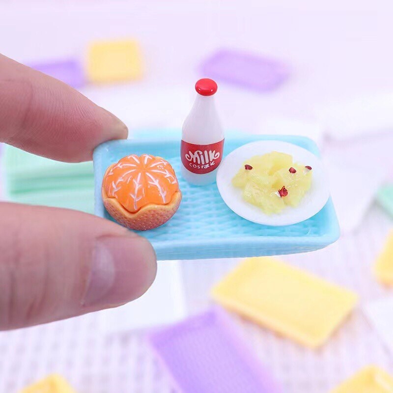 速发环保编织篮子手工奶油胶百货食玩竹篮模型儿童过家家仿真玩具