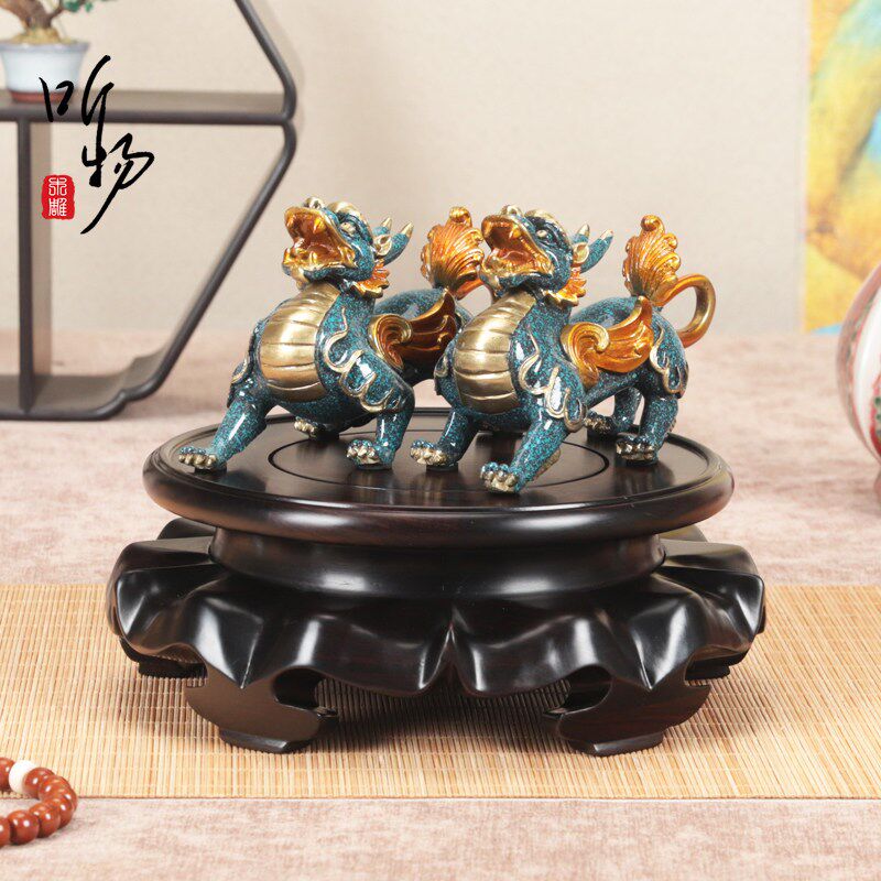 速发实木紫光檀圆形复古镂空茶壶盆景聚宝盆铜器香炉莲花加高底座