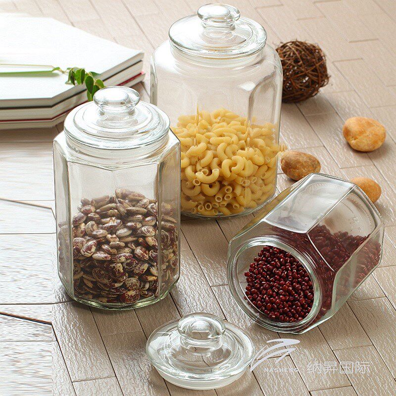 速发可批可批春之晖璃玻密封瓶密封罐八角玻璃瓶子储物瓶储存罐干