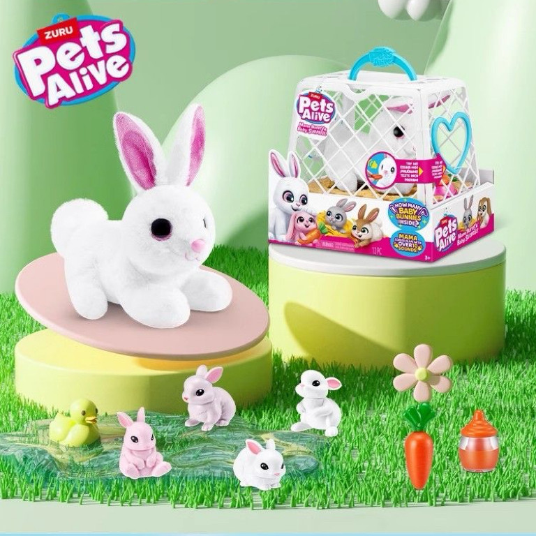 ZURU佩特宠物嘛嘛兔电子玩具可爱兔子发声公仔女孩礼物玩偶