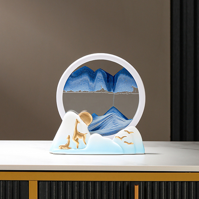 福鹿双至新中式流沙画摆件客厅玄关家居装饰品办公室乔迁开业礼物