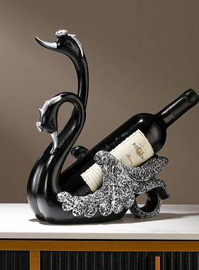 创意轻奢高档红酒架黑天鹅摆件高端餐桌边酒柜摆红酒瓶架子装饰品