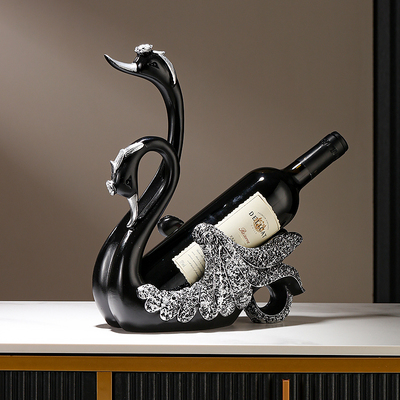 创意轻奢高档红酒架黑天鹅摆件高端餐桌边酒柜摆红酒瓶架子装饰品