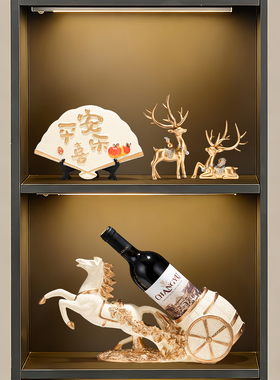 中国风高档博古架客厅酒柜摆件