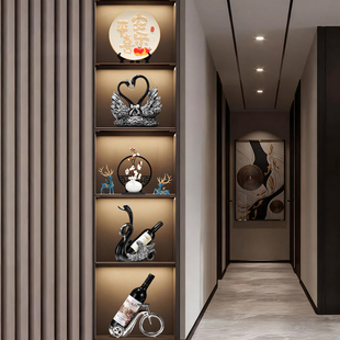 客厅玻璃展示柜装 电视柜旁边柜子轻奢高档高级感 饰品摆件组合套装