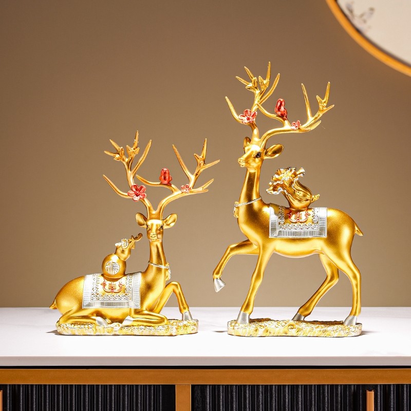 金色麋鹿摆件电视柜酒柜轻奢摆件创意结婚礼物搭配客厅家居装饰品
