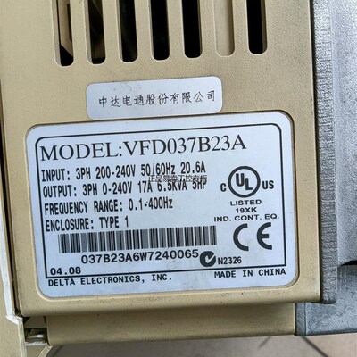 好货VFD037B23A台达变频器功能包好议价成色新