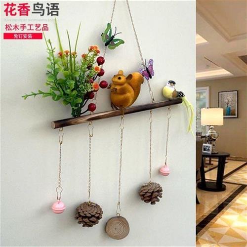 创意墙壁面装饰木棒工艺礼品摆饰动物小鸟巢树枝挂件客厅卧室饭厅