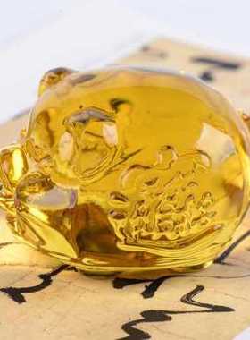 黄水晶金猪琉璃水晶猪礼品摆件生肖琉璃猪开业送礼摆件柜台装饰品