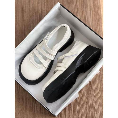 极速皮靴女痞老板女鞋时尚百搭配裙子单鞋2023夏季厚底设计感小皮